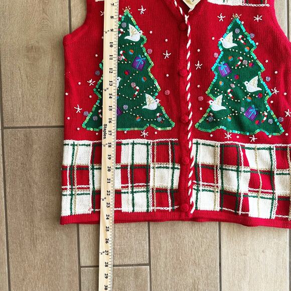 Vintage Bobbie Brooks Holiday Ugly Christmas Knit Sweater Vest Large Grandma - Picture 7 of 7